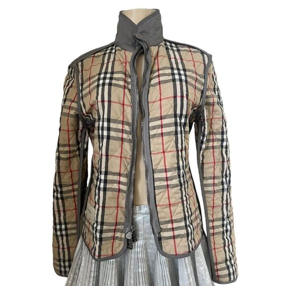 Authentic BURBERRY Grey Diamond Quilted Nova Check Utility Jacket Size S - Picture 5 of 15